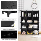 Organisateur de rangement 12 cubes, unités de rangement en plastique avec cadre en acier noir