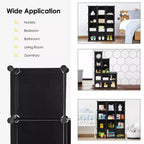 Organisateur de rangement 12 cubes, unités de rangement en plastique avec cadre en acier noir