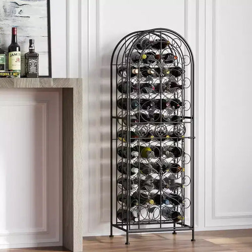 Range-bouteilles moderne en fer forgé décoratif et portable de 45 bouteilles