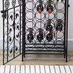 Range-bouteilles moderne en fer forgé décoratif et portable de 45 bouteilles