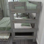 Lit superposé moderne en bois massif style ferme, lit superposé en L double au-dessus de la reine pour enfants