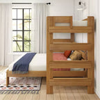 Lit superposé moderne en bois massif style ferme, lit superposé en L double au-dessus de la reine pour enfants