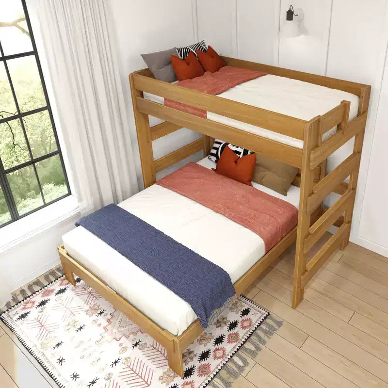Lit superposé moderne en bois massif style ferme, lit superposé en L double au-dessus de la reine pour enfants