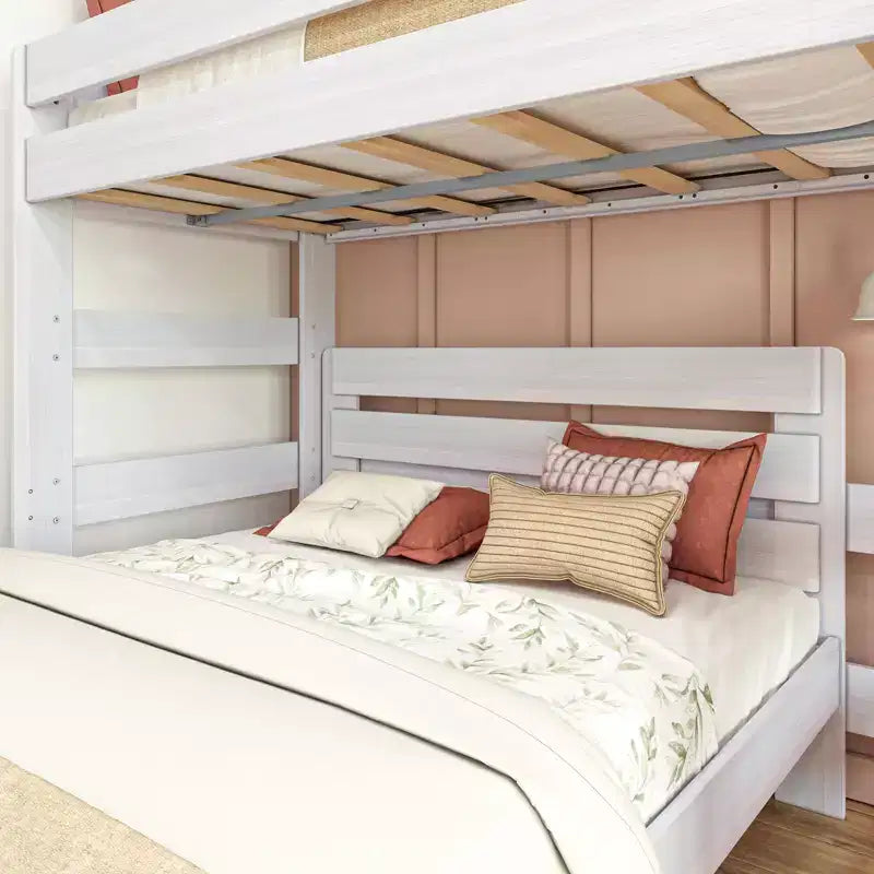 Lit superposé moderne en bois massif style ferme, lit superposé en L double au-dessus de la reine pour enfants