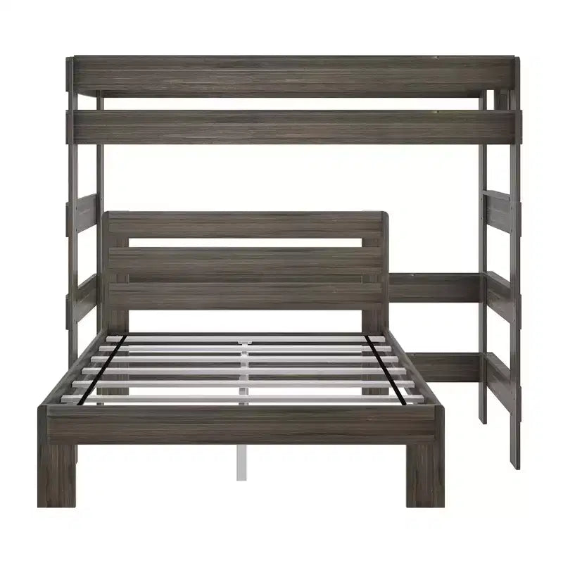 Lit superposé moderne en bois massif style ferme, lit superposé en L double au-dessus de la reine pour enfants
