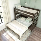 Lit superposé moderne en bois massif style ferme, lit superposé en L double au-dessus de la reine pour enfants