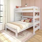 Max & Lily Solid Wood Bunk Bed, L-Shaped Twin over Full Size Bed Frame for Kids Modern Farmhouse