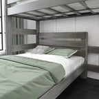 Lit superposé en bois massif, Lit superposé en L, deux places au-dessus d'un lit double, pour enfants, style ferme moderne