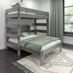 Lit superposé en bois massif, Lit superposé en L, deux places au-dessus d'un lit double, pour enfants, style ferme moderne