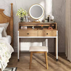 Bureau d'ordinateur roulant extensible de 39,5 pouces avec étagère pour moniteur, plateau à 2 niveaux et 2 tiroirs